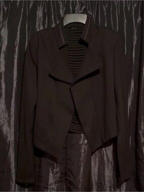 Women's Black Draped Open-Front Blazer